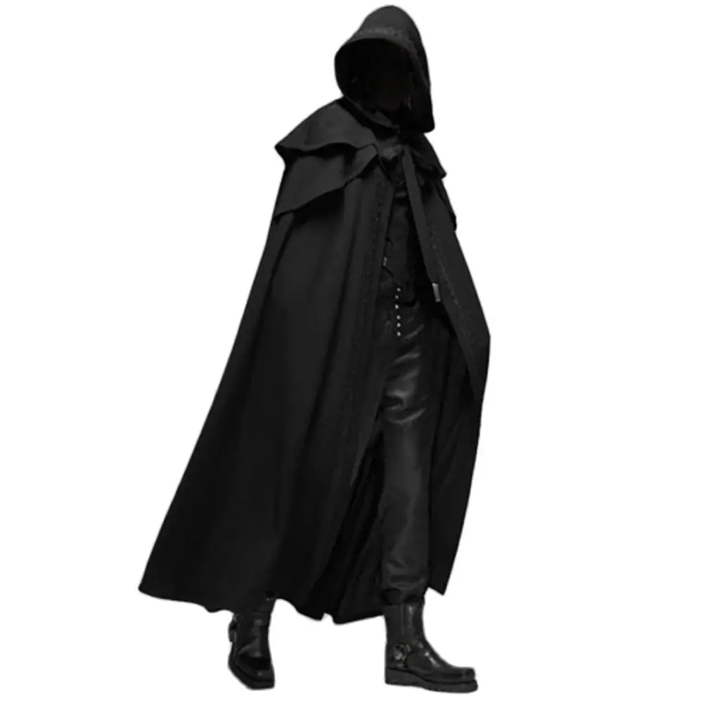 Carnival Medieval Men Hooded Capes Jackets Gothic Style Halloween Party Long Cloak Knight Vampire Cosplay Costume Overcoat Robes