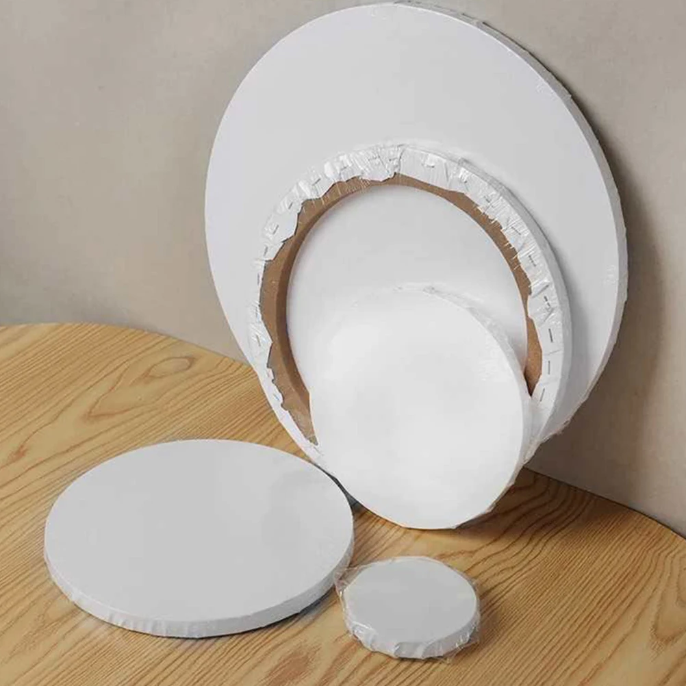 

3 pcs Oil Painting Frame Cotton Stretched Canvas Round Art Panels Blank for DIY Professional High Quality