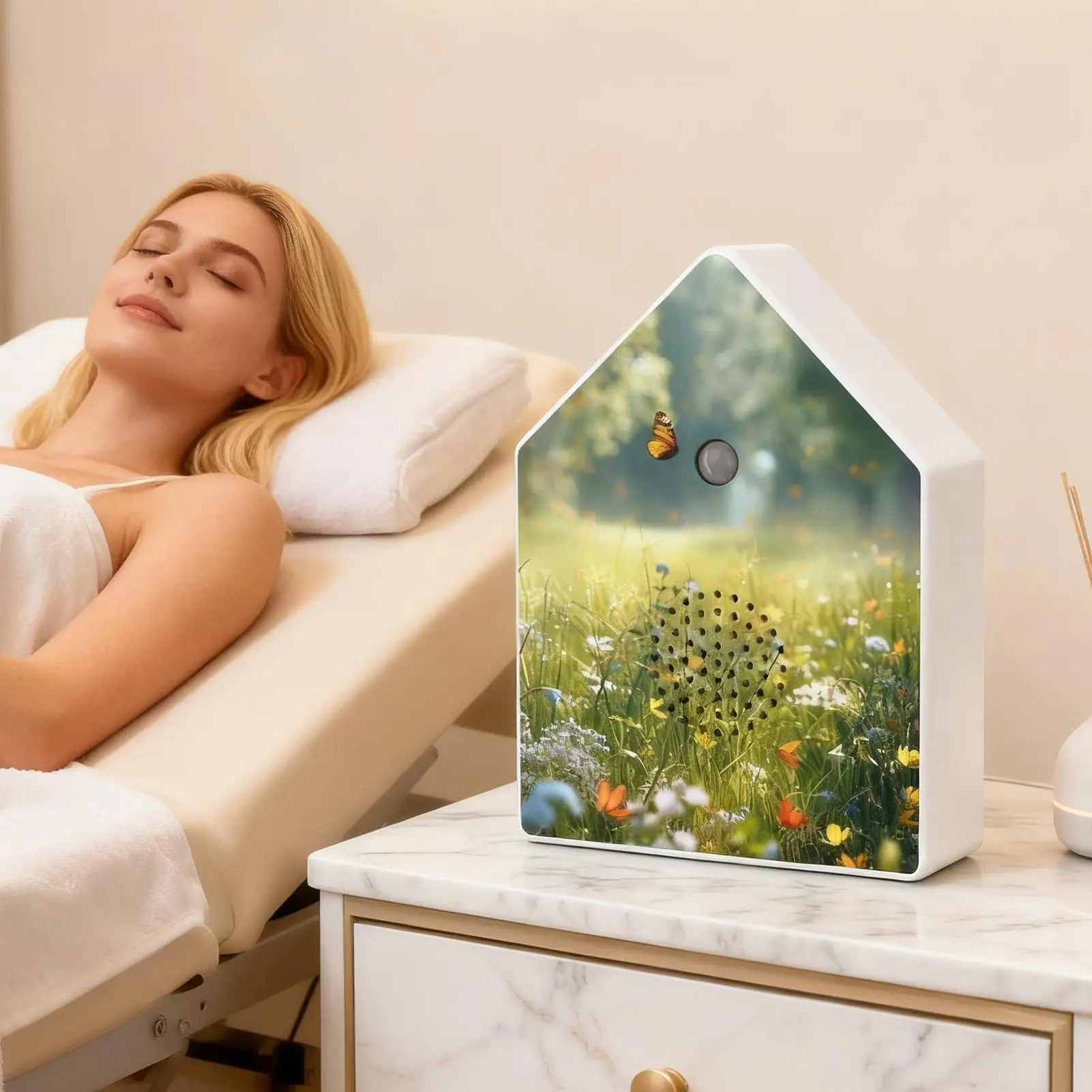 Singing Bird Box White Noise Music Device with Timer Bird Chirping Box with Motion Sensor for Home Garden Bedroom Bathroom Yoga