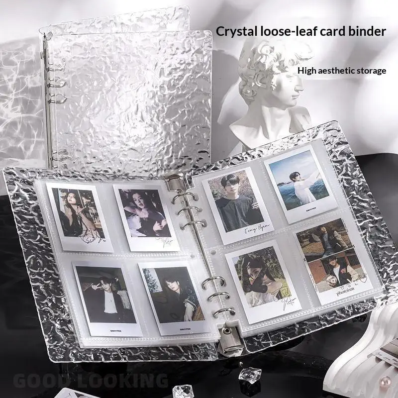 [YY35]【xxx】 6 Hole Album Folder A5 Binder Cover Photo Cards Collection Organizer Acrylic Water Ripple Transparent Album[ZN]