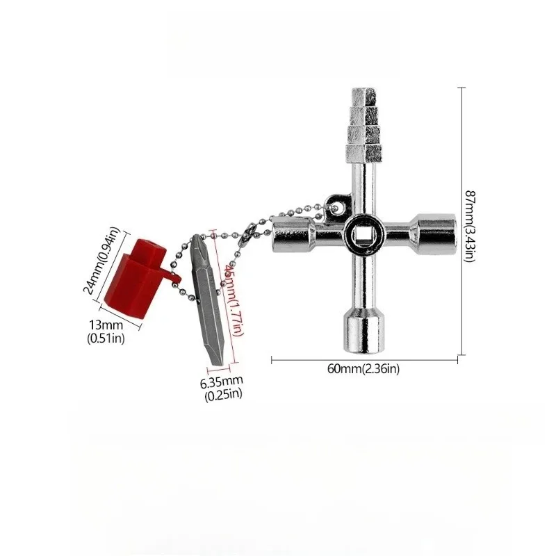 

Набор инструментов 4 в 1 для серебряного ключа, ключ, шкаф управления лифтом, клапан, внутренний треугольный четырехугольный отвертка