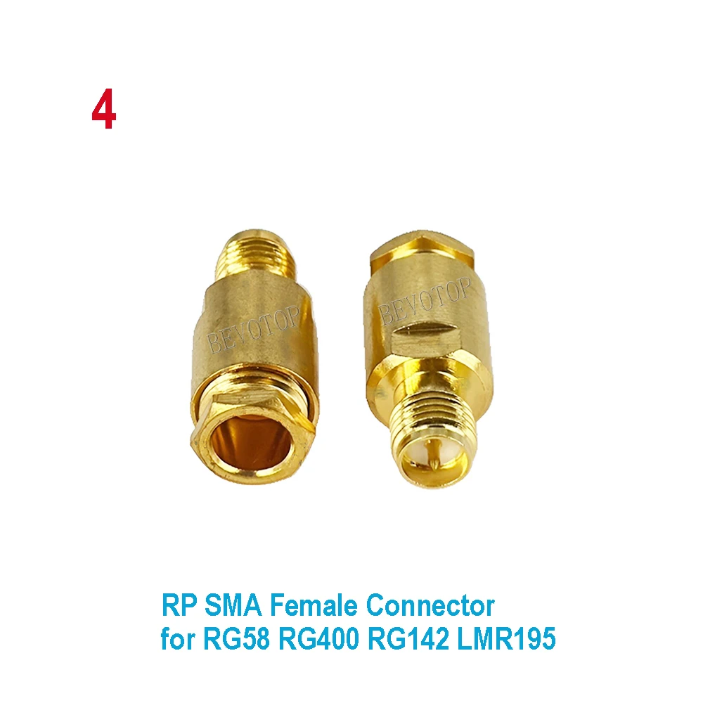 2Pcs/Lot SMA Male Female Clamp Solder for LMR195 RG58 RG142 RG223 RG400 Brass Gold Plated Straight RF Adapters Cable Connector