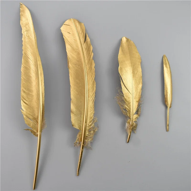 Gold Goose Feather Silver Turkey Plumes Handicraft Accessories Golden Duck Feathers Table Centerpieces Wedding Party Decoration - view 3