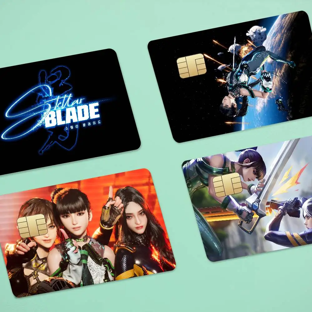 GAME S-Stellar Blade Anime 1 Set Of 4 Pcs Funny Shell Ultra Thin No Fade Sticker Skin Cover Film For Debit Credit Card