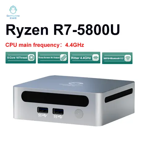 GenMachine AMD Ryzen 7 5800U Windows 11 Ryzen MINI PC DDR4 16/32GB 256/512GB SSD WIFI6 RTL8852, BT5.2 ordenador para juegos Diy