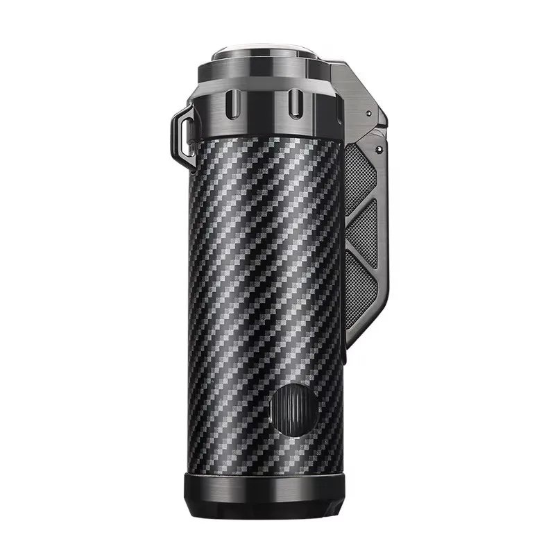 

HONEST Three Fire Direct Blue Flame Cigar Lighter Visual Gas Chamber Portable Cigar Diamond Turbo Torch Metal Cigarette Lighter