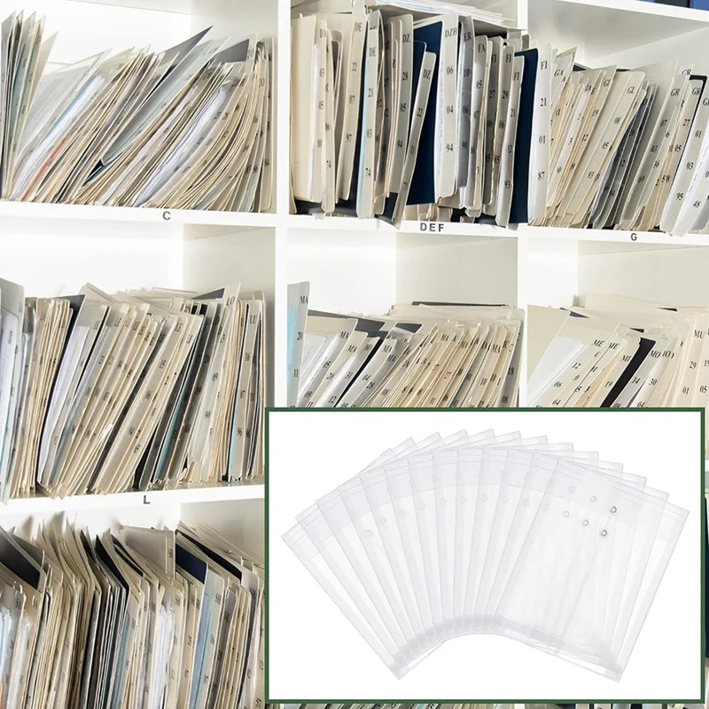 A4 Size Clear Plastic Envelopes Set With String Closure, Expandable Files Document Folder, File Bag Set For Office 24Pcs