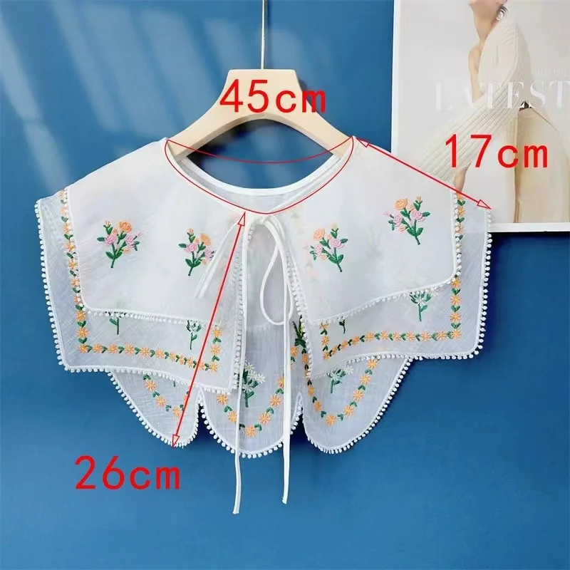 False Collar Women Detachable Dickey Collar Hanfu Shoulder Warp Embroidery Collar Lace Up Neckline Easy To Wear