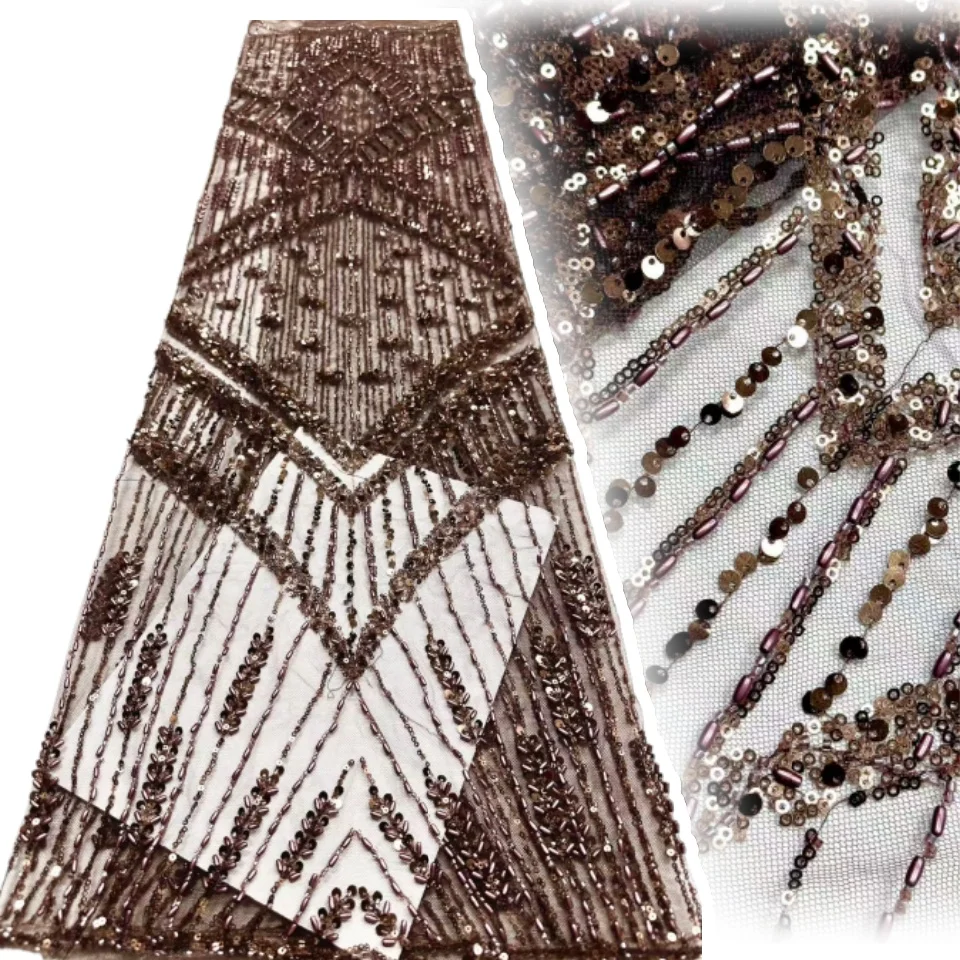 

White French Mesh Tulle Lace Fabric 2025 High Quality 5 Yards African Sequins Lace Fabric Elegant Wedding Dress for Women TP1745