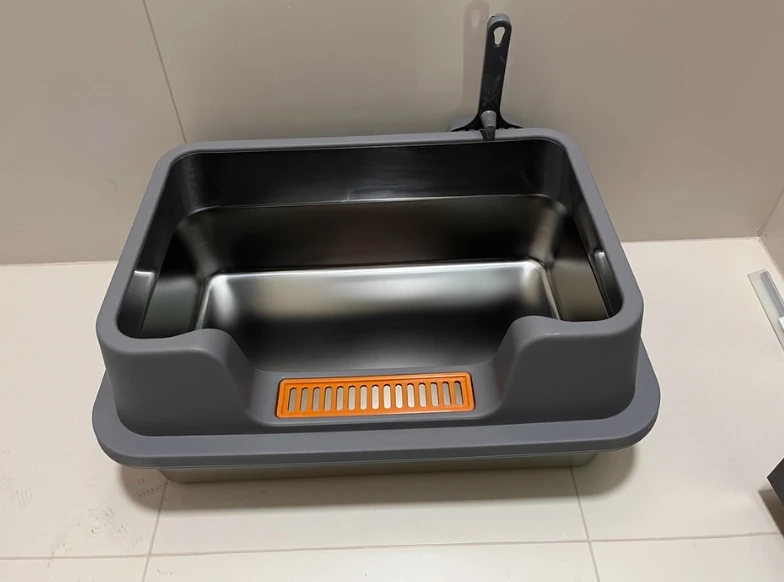 

Ящик для кошачьего туалета из нержавеющей стали, открытый высокий забор, большой брызгозащищенный, углублеющий, полузакрытый туалет для кошек, товары для домашних животных