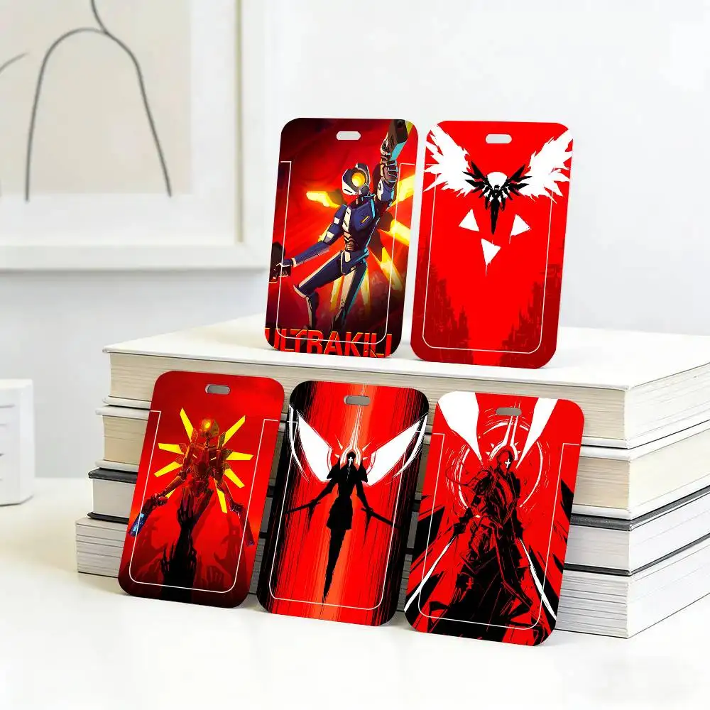 

Черные держатели для карт U-ULTRAKILL Game с ремешком на шею для студенческих карт питания и удостоверений личности, для школы