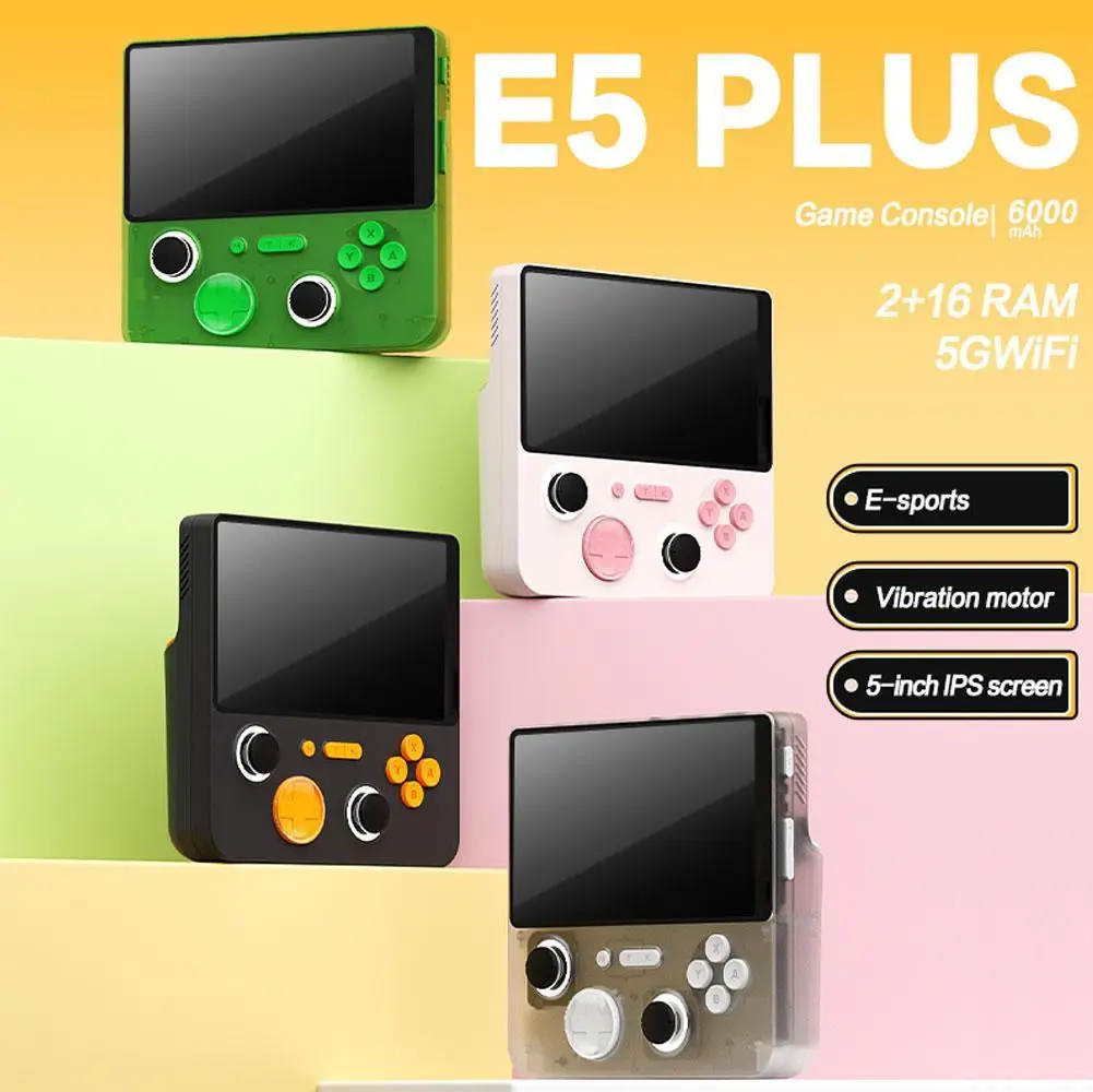 For E5plus Handheld Game Console Android Dual System 2+16GB Retro WIFI Game Console 5in Large Screen Arcade Game Console