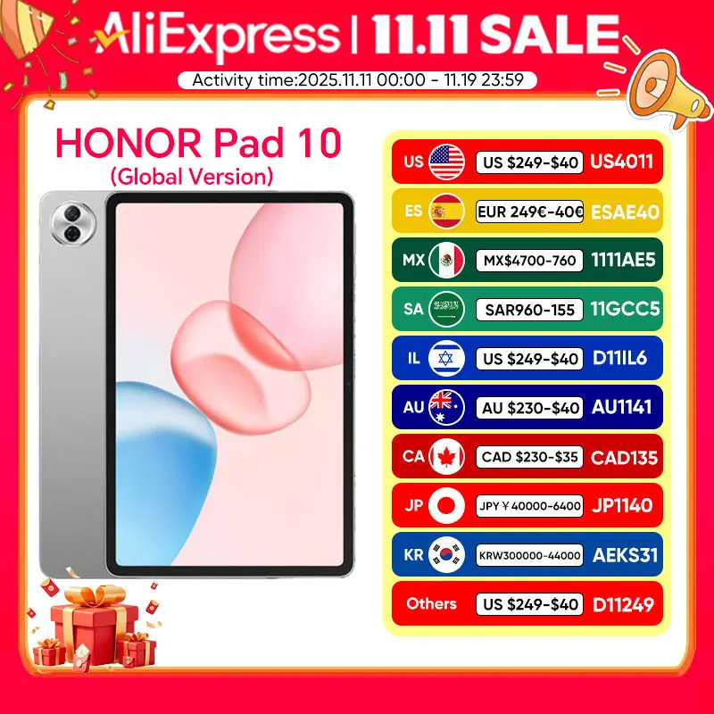 New Global Version HONOR Pad 10 Snapdragon 7 Gen 3 12.1'' 120Hz LCD Screen 10100mAh Battery HONOR 66W Supercharge 8MP Camera