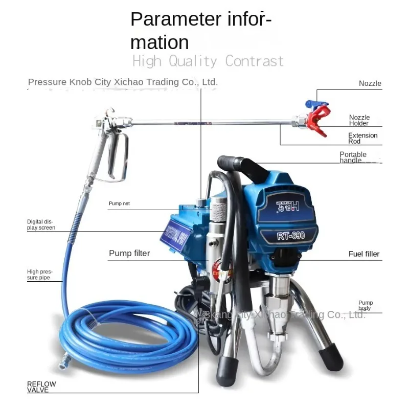 المهنية التلقائي طلاء اللاتكس لتقوم بها بنفسك قوة بندقية رذاذ المكبس الكهربائي ارتفاع ضغط آلة بدون هواء ميزة فرش #6