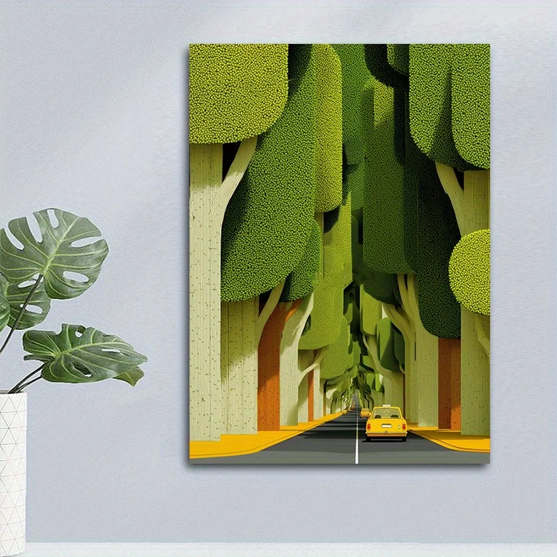 2D Flat, 2D Flat, 1pc Imaginative Forest-Themed Wall Art for Decorating Rooms, Bedrooms, Or Study Areas. This Canvas Print Se