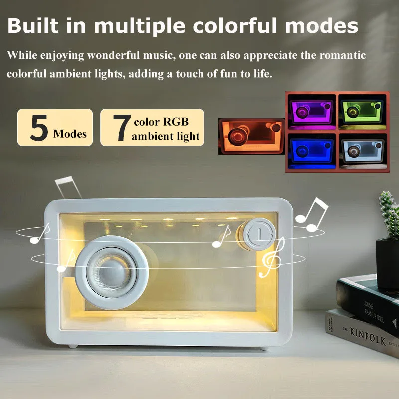 

Portable Bluetooth Speaker Retro Transparent Organic Glass Hifi Sound Loudspeaker Soundbar Colorful Ambient Light Music Player
