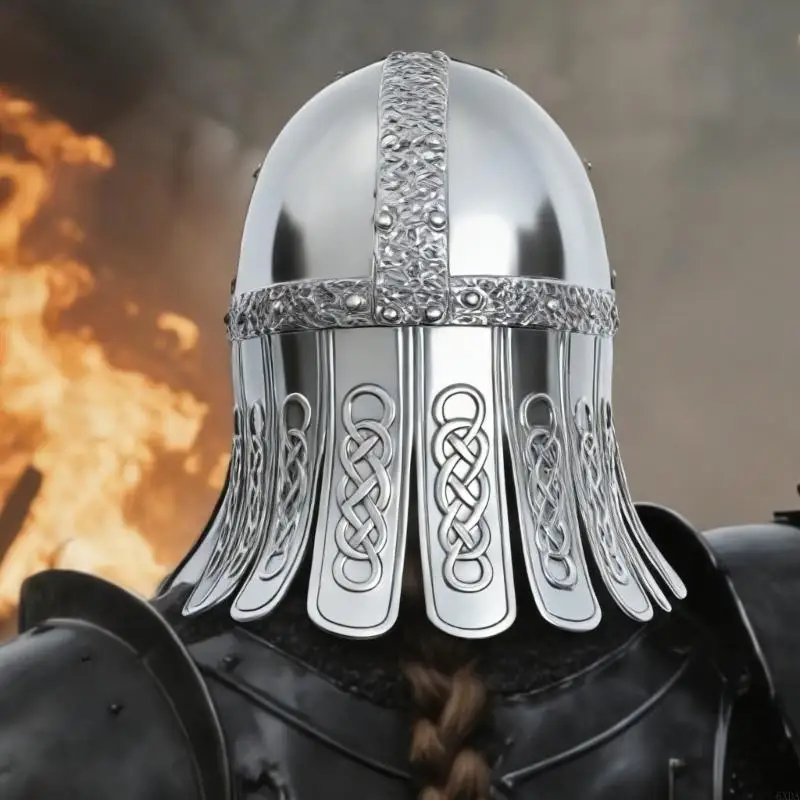 Templars Knightes Helmet Renaissances Medieval Crusader Costume Half Face Mask 6XDA