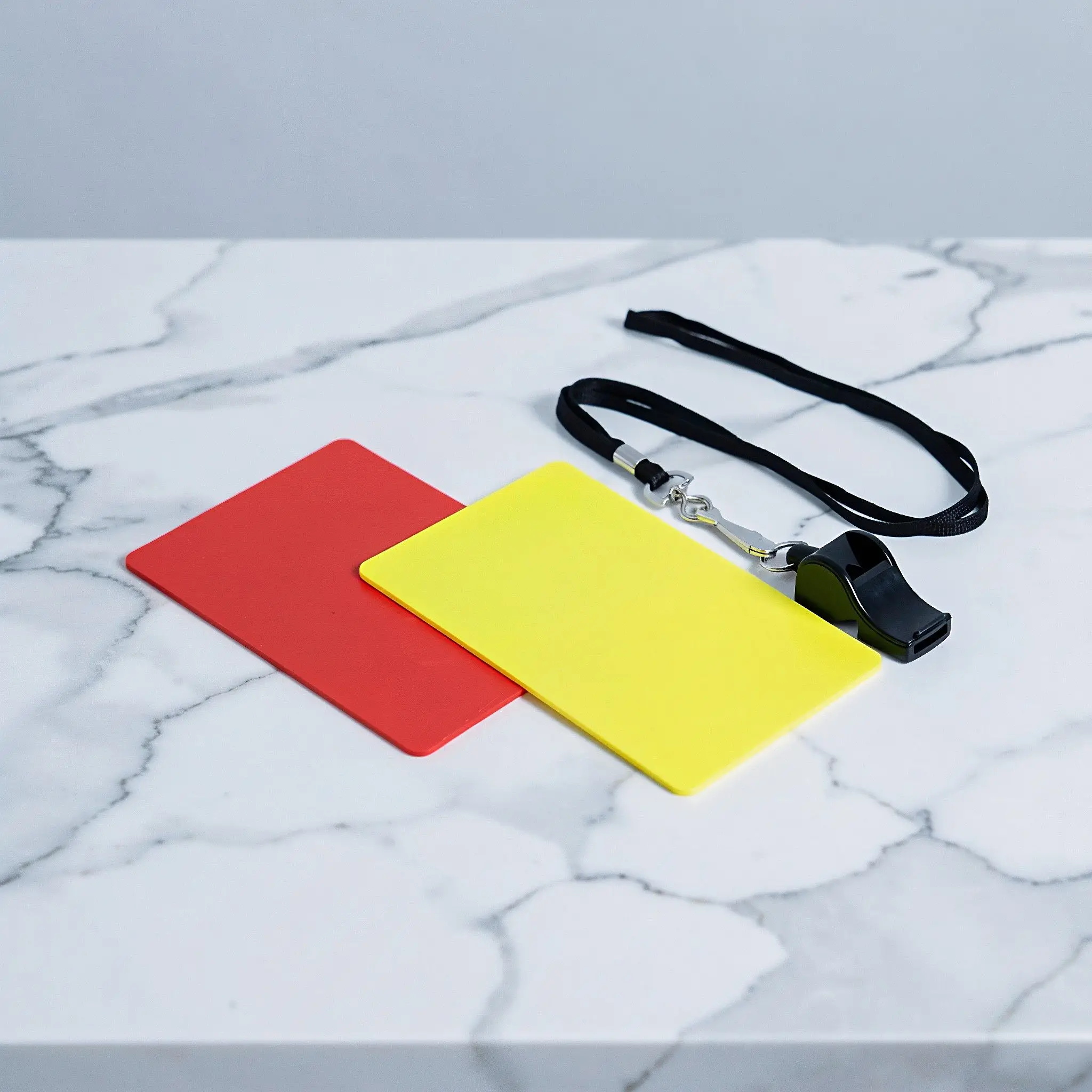 1Set Red Yellow Soccer Referee Cards Whistle Lightweight Portable Football Match Official Referee Kit Professional Accessories