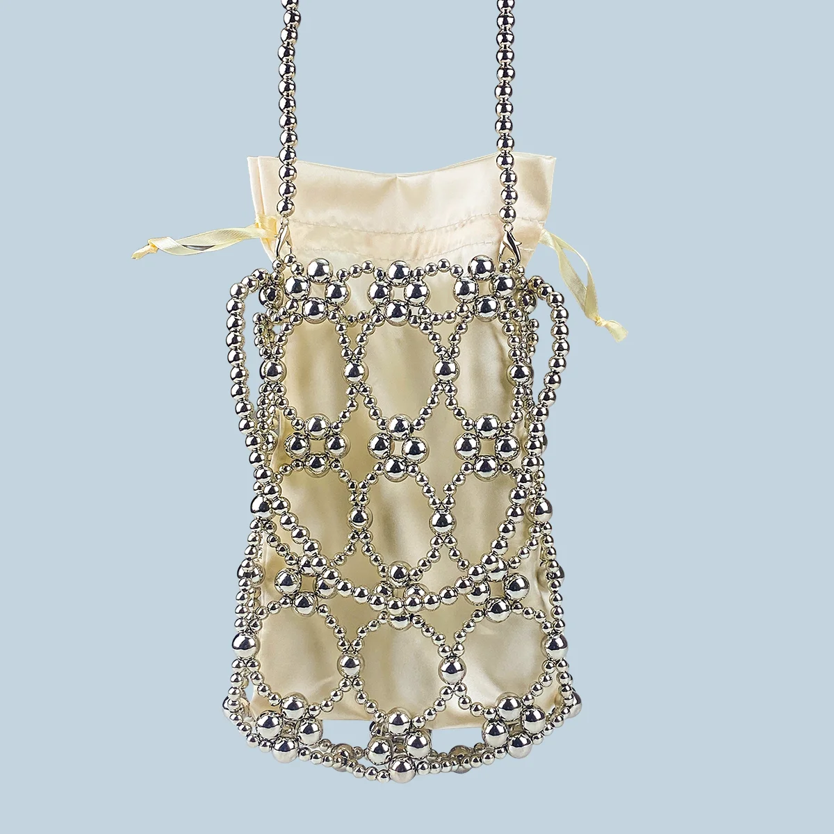 

Summer original niche design women's retro fashion artificial pearl handmade bead handbag crossbody bag