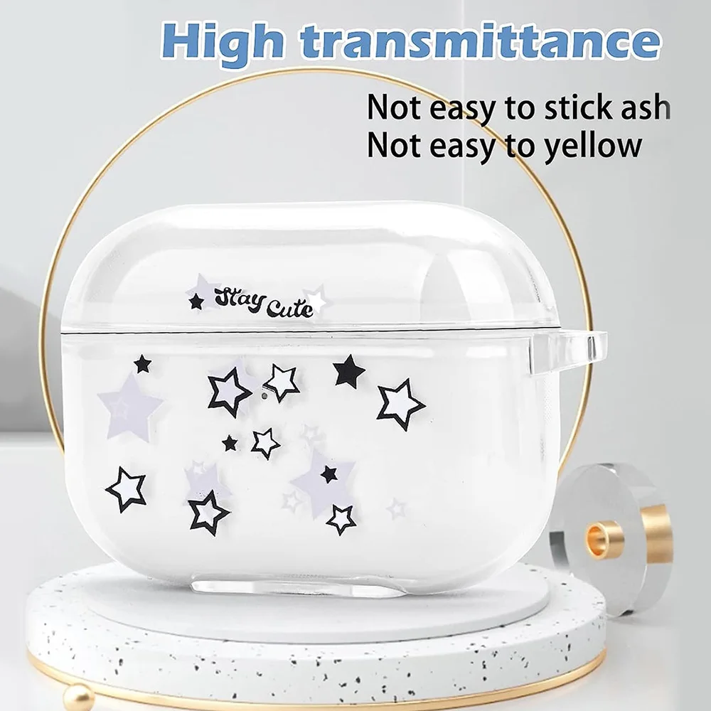 جراب حماية شفاف من TPU للنجم الناعم لـ Apple ، مضاد للسقوط ، سماعة بلوتوث لاسلكية ، Airpods Pro 1 ، 2 ، الجيل الثالث