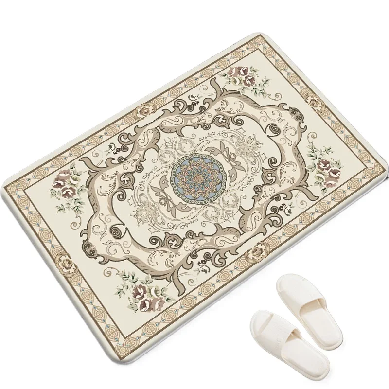 

Diatom Mud Absorbent Pad Floor Mat Bathroom Bathroom Door Non-Slip Quick-Drying Floor Mat European Style Diatomite Wash Mat