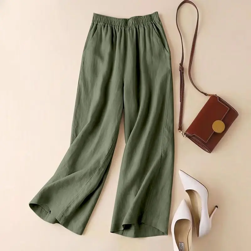 

Women's Loose Fitting Cotton and Linen Sports High Waisted Street Fashion Chic Personalized Pants Fashion Spring Casual E953