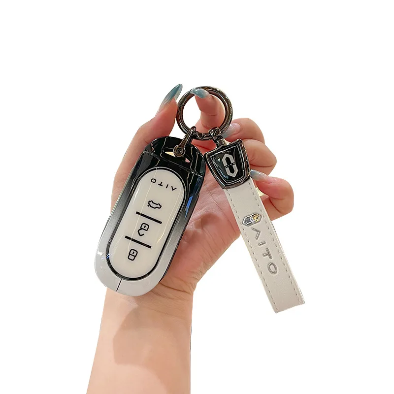 

Premium Zinc Alloy Key Cover Case for AITO M9/M5/M7 (2024) - Protective Key Fob Shell Key Bag Chain