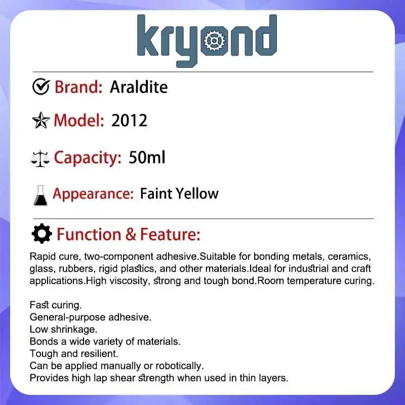 أرالديت 2012 50 مل من مكونات الأجزاء المكونة من مجموعة متنوعة من المواد