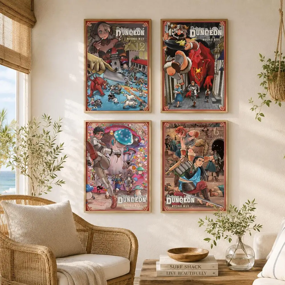 Painting Calligraphy High-Quality Canvas Wall Mural Crease-Free For Living Room Bedroom Interiors Anime D-Delicious In Dungeon