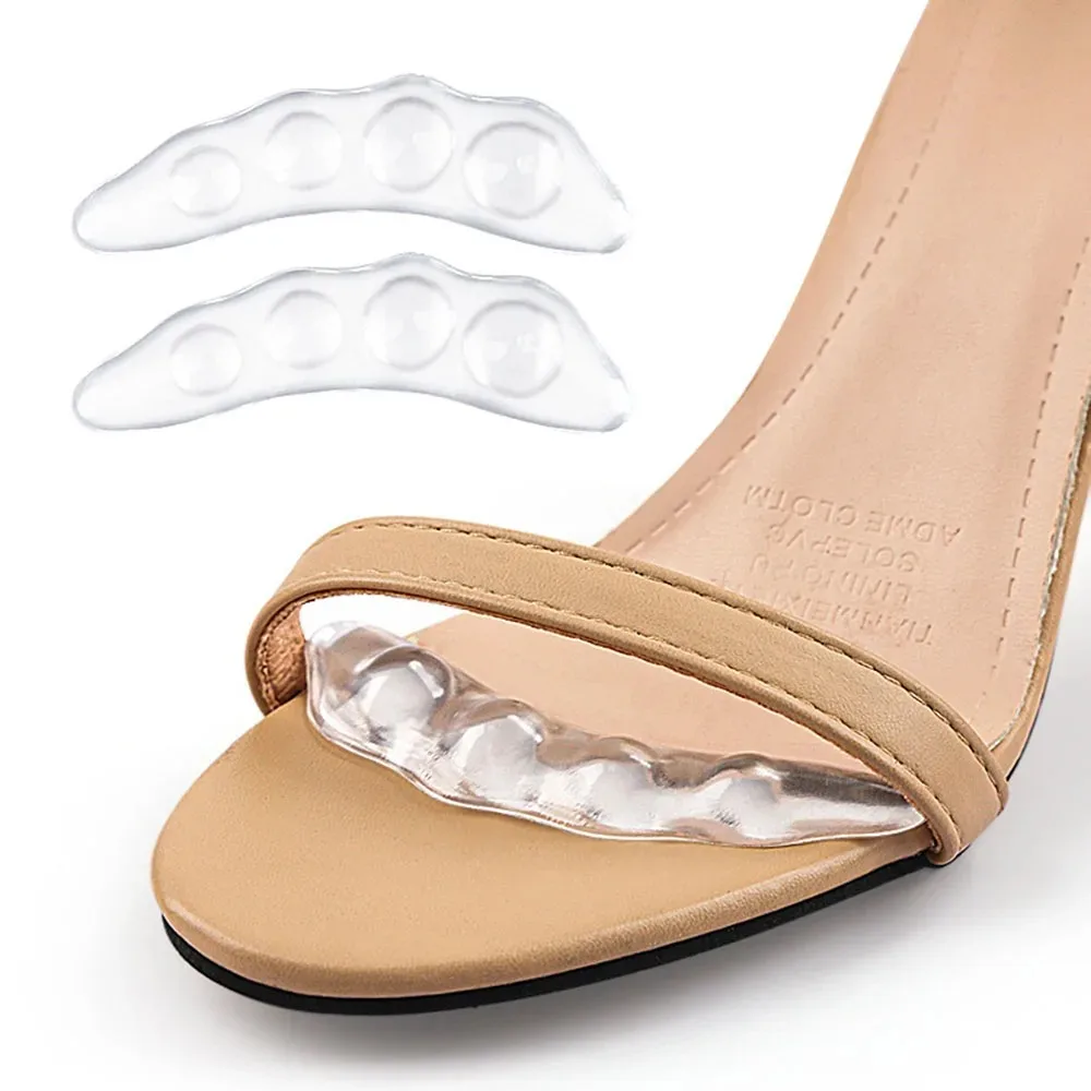 Soft Silicone Forefoot Pads Anti-Slip Self-Adhesive Gel Cushion Shoe Inserts for Women High Heels Sandals Flip Flops Comfortable