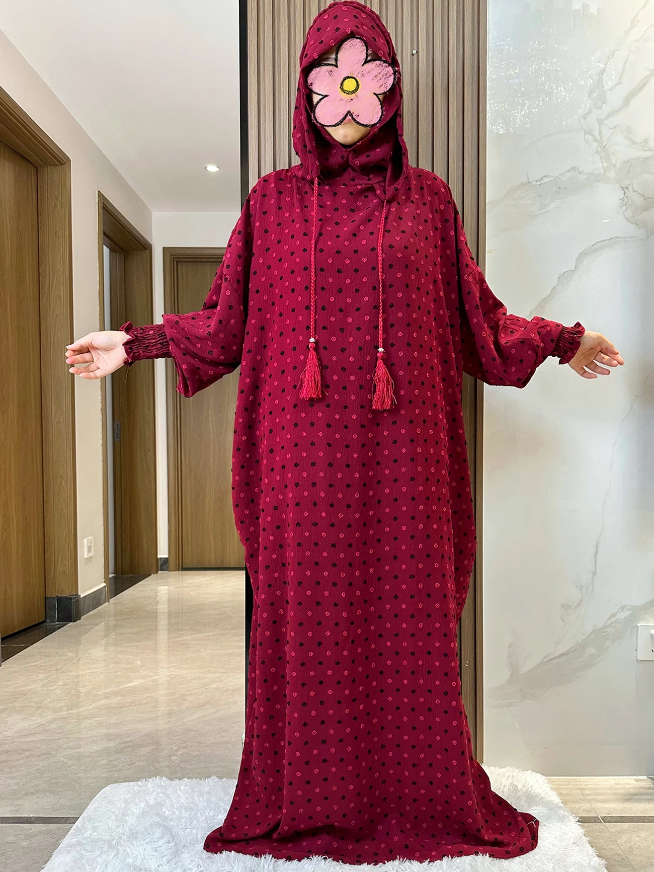 New Ramadan Muslim Two Hat Abaya Dubai Turkey Islam Prayer Garment Twin Color Solid Cotton Dress Islam Women Dress Kaftan