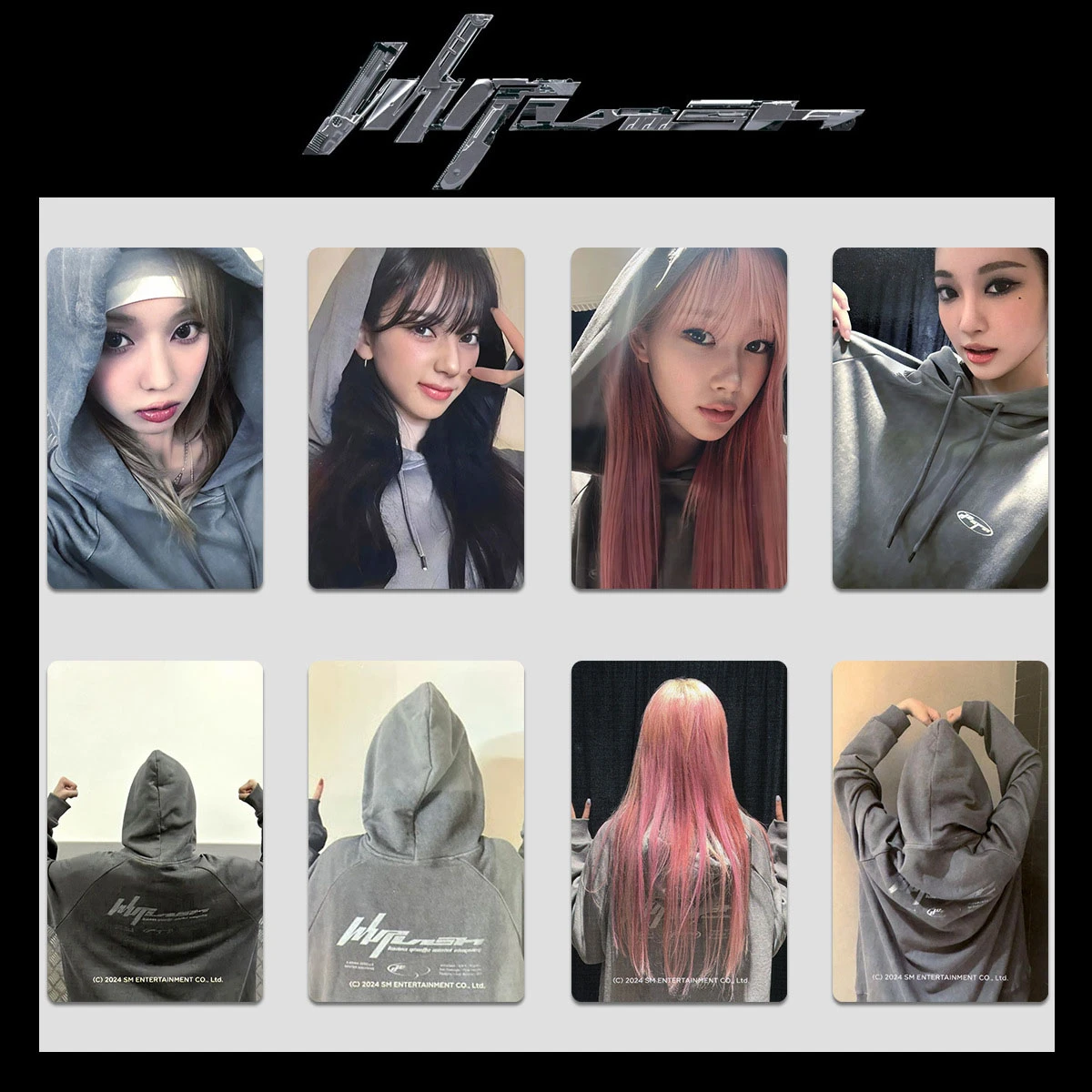 4PCS KPOP KARINA WINTER Album Whiplash Photocards NINGNING GISELLE Two-sided Member Hoodie Postcards Paper Card Fans Collection