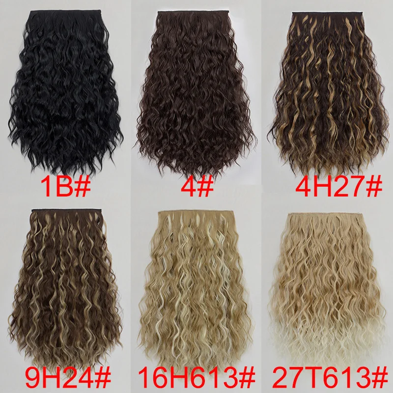 18Inch Synthetic Long Curly Wave Hair Extensions 6 Clip Heat Resistant Silky Hairpiece For Women Daily Party Use