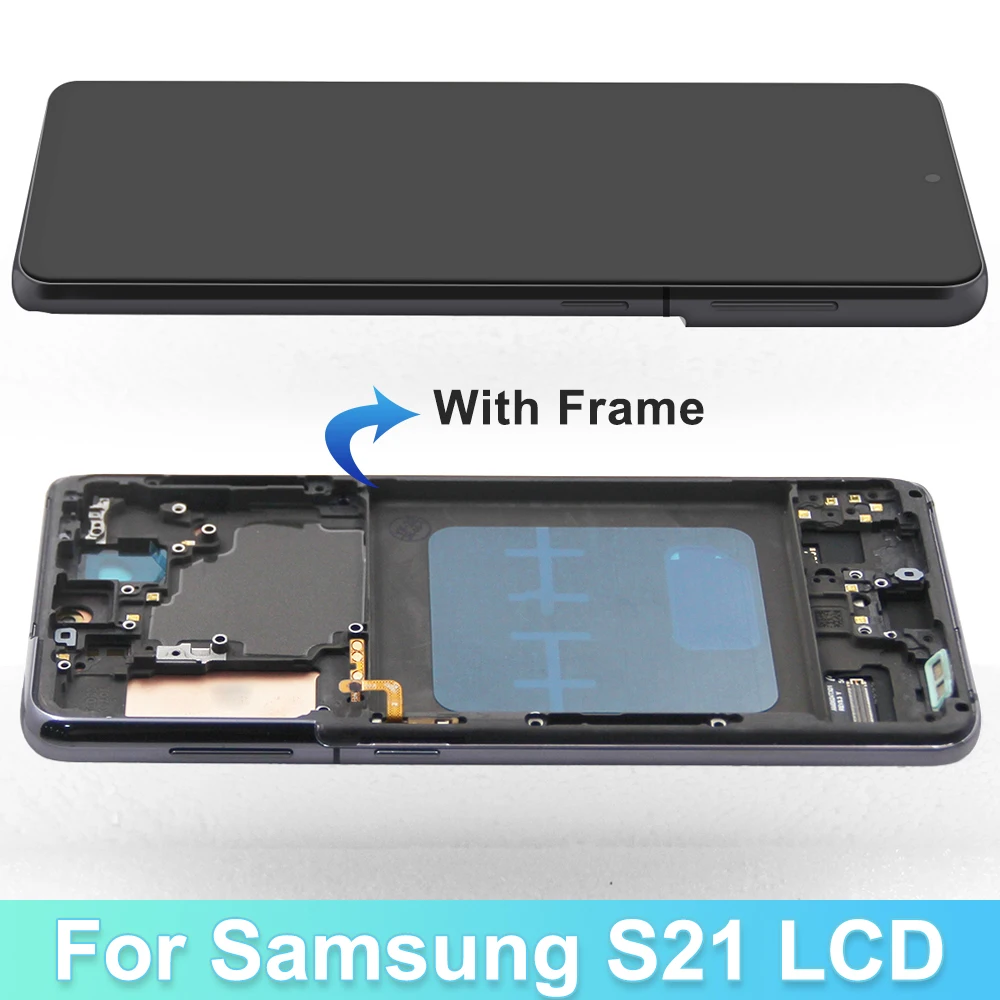 For AMOLED LCD With Frame For SAMSUNG S21 LCD SM-G991B SM-G991U Display Touch Screen Digitizer Assembly Replacement