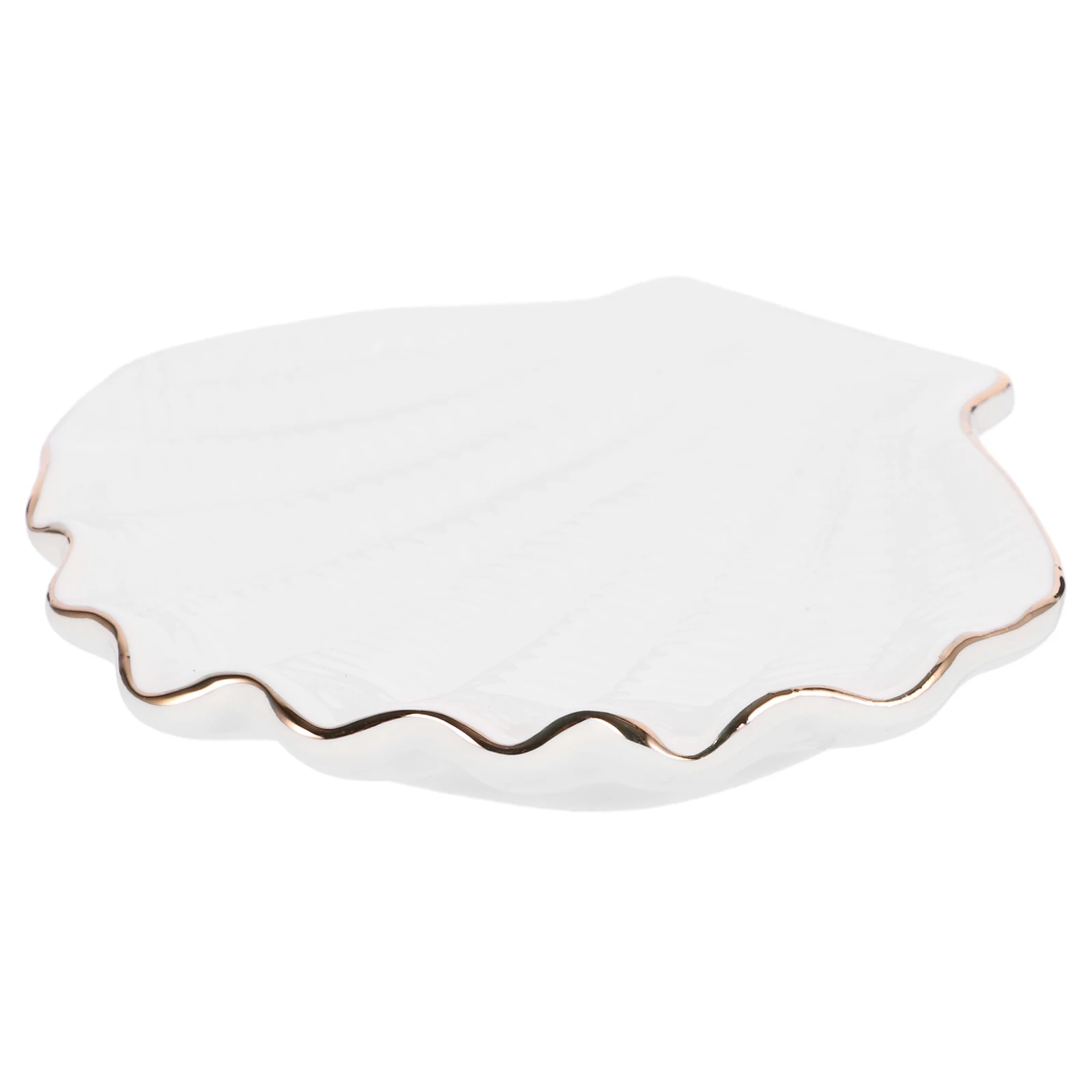 

White Ceramic Jewelry Dish Tray Elegant Desktop Organizer for Jewelry Key Storage Home Decor Banquet Festival Dresser Adornment