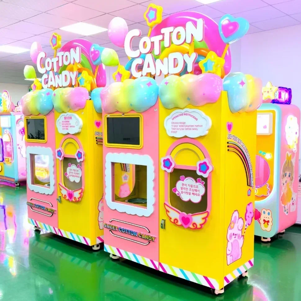 Customized Full Automatic Making Professional Electric Sweet Flower Cotton Candy Vending Machine Commercial Cotton Candy Machine