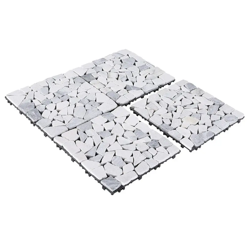 

Плитка для террасы из взаимосвязанных каменных элементов, 12x12 (4 шт. в упаковке, 4 кв. фута) Серые и белые плитки (различной формы) - Украсьте свой открытый патио