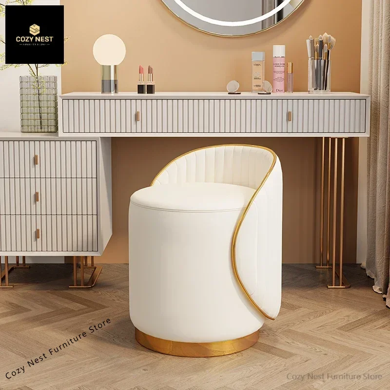 

Makeup stool light luxury dresser chair household simple round stool girls bedroom makeup chair advanced master bedroom stool
