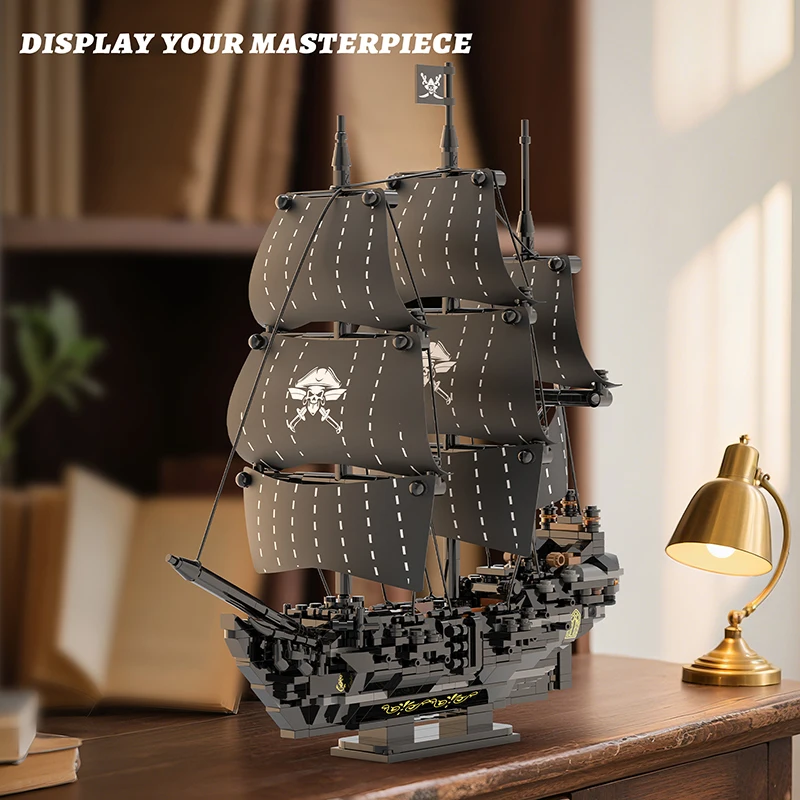 774 pçs pérola escuro navio pirata moc blocos brinquedos de construção crianças adulto presentes natal diy tijolos barco conjuntos casa ornamento