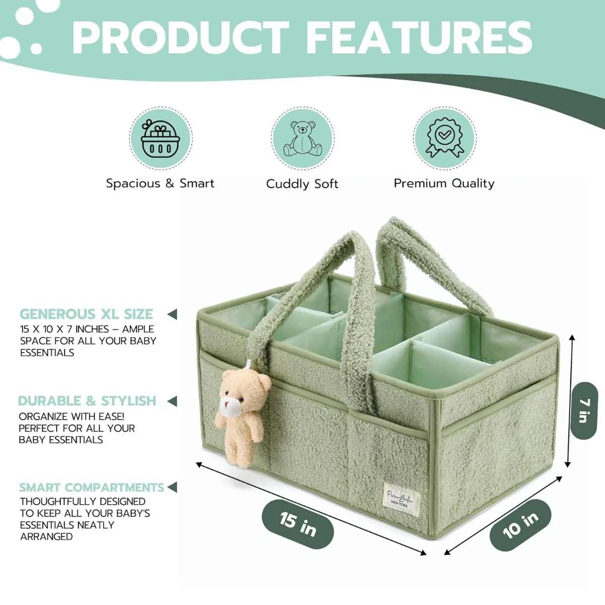 Babyluier Caddy Organizer, kinderkamer opbergmand voor pasgeboren benodigdheden, registry must-have, auto-organizer voor luiers