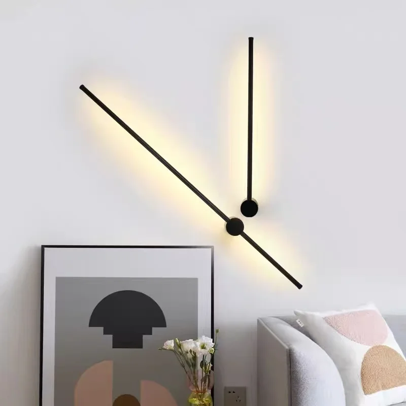 

Nordic Minimalist Gold Ambiance Luminous linear shaped LED Wall Lamps Art Creative Lights for Bedroom Home Decoration Chandelier