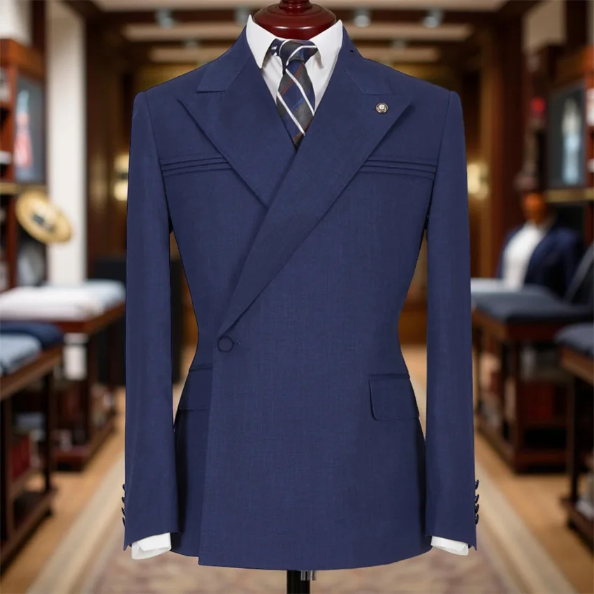 

Мужские костюмы Slim Fit для выпускного вечера, 2-х предметный смокинг для свадьбы, жениха, индивидуальный заказ, куртка на одной пуговице с брюками, модный костюмный комплект