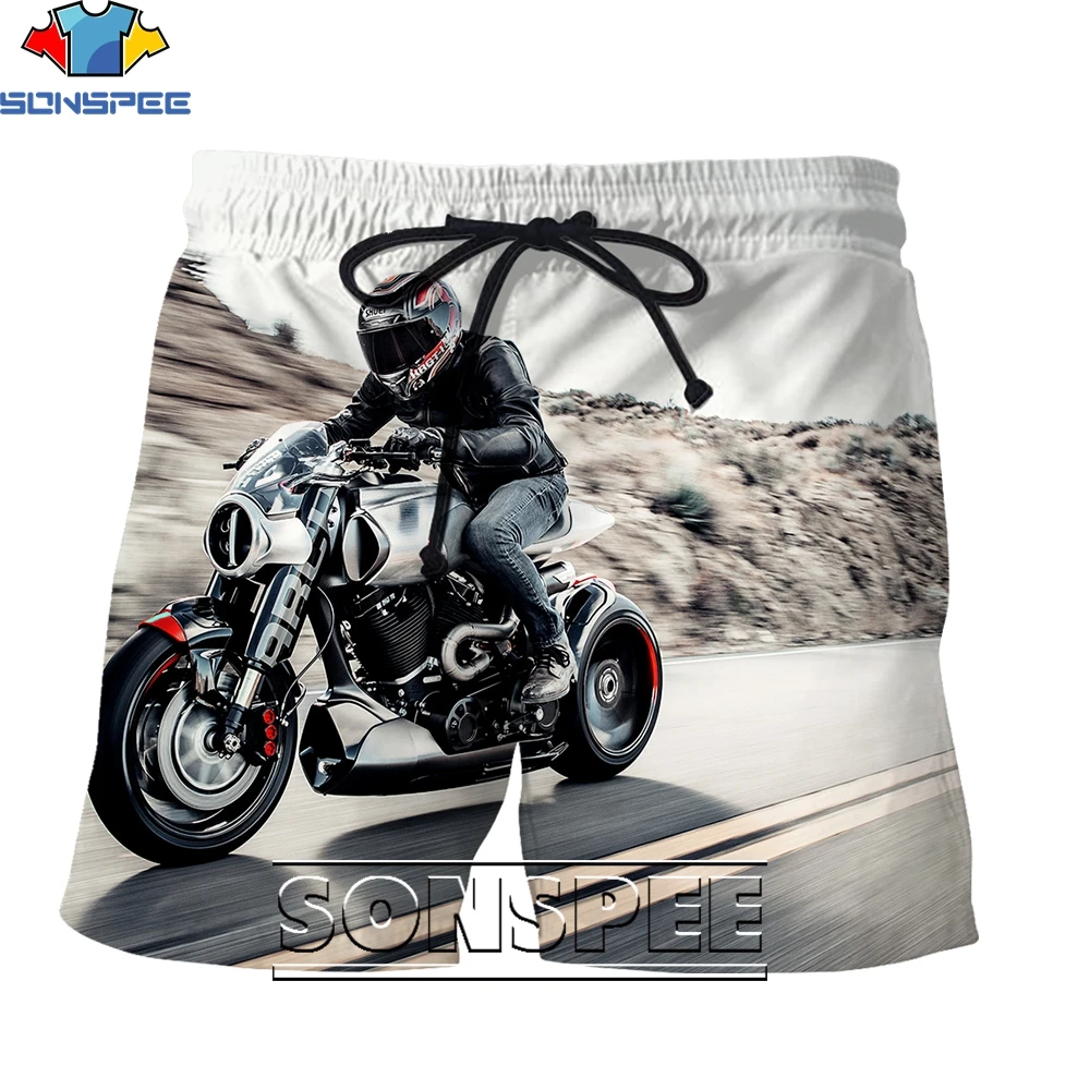 SONSPEE 3D Printing Motorcycle Summer Men\'s/women\'s Sports Shorts Casual Beach Pants Popular Punk Fashion Trend Personality