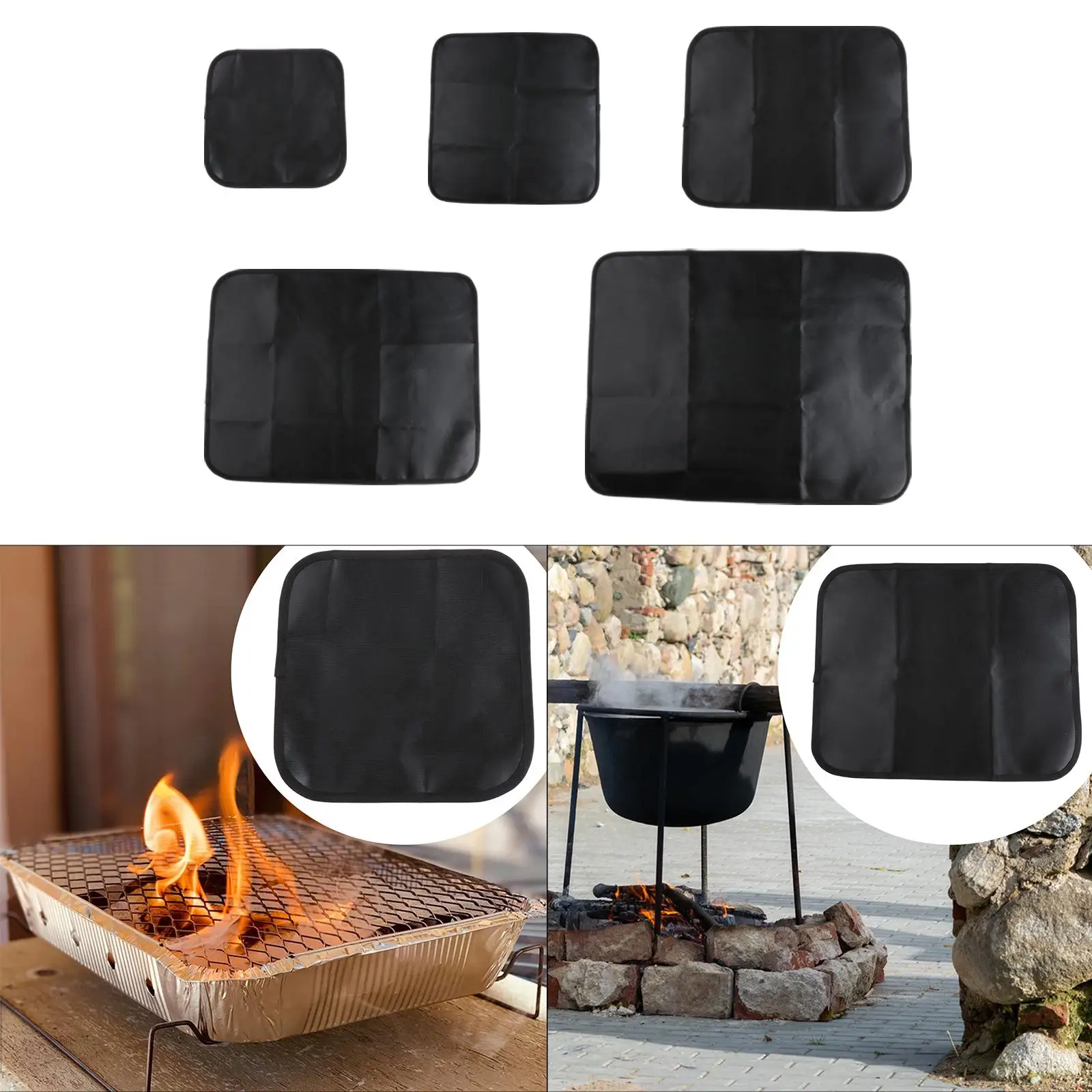 Fireplace Mat Tabletop Fire Mat Fireproof Grill Pad Floor Protection Rug Barbecue Fire Blanket for Decking Patio BBQ Camping - view 5