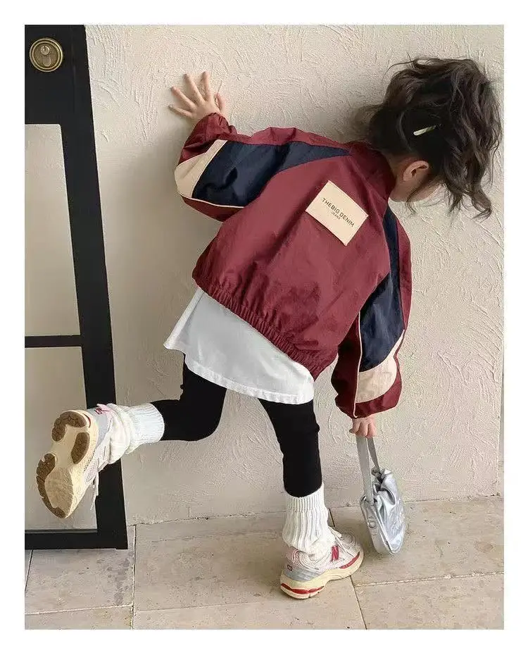 Fashion Girls' Baseball Jacket Spring Autumn New Children's Clothing Kids Tops for Girls Stand Up Collar Bomber view 2