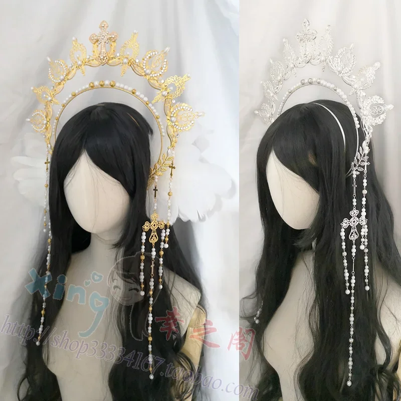 

Diy Lolita Virgin Hair Hoop Sun Goddess Headdress Material Package Angel Headpiece Halo Headband Tiara Accessories