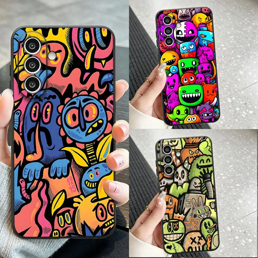 Phone Cover Case for Samsung Galaxy A57 A06 A55 A52 A36 A05 A53 A17 A37 A25 A16 A50 A15 A73 A51 A41 A70 Monster Graffiti Pattern