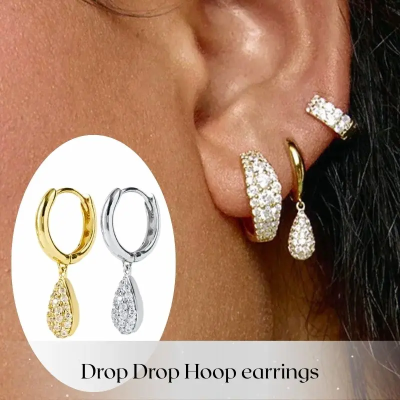 

YUXINTOME Launch New 925 Silver Needle Drop-shaped Zircon Pendant Hoop Earrings For Women Luxury Fashion Wedding Jewelry Gifts