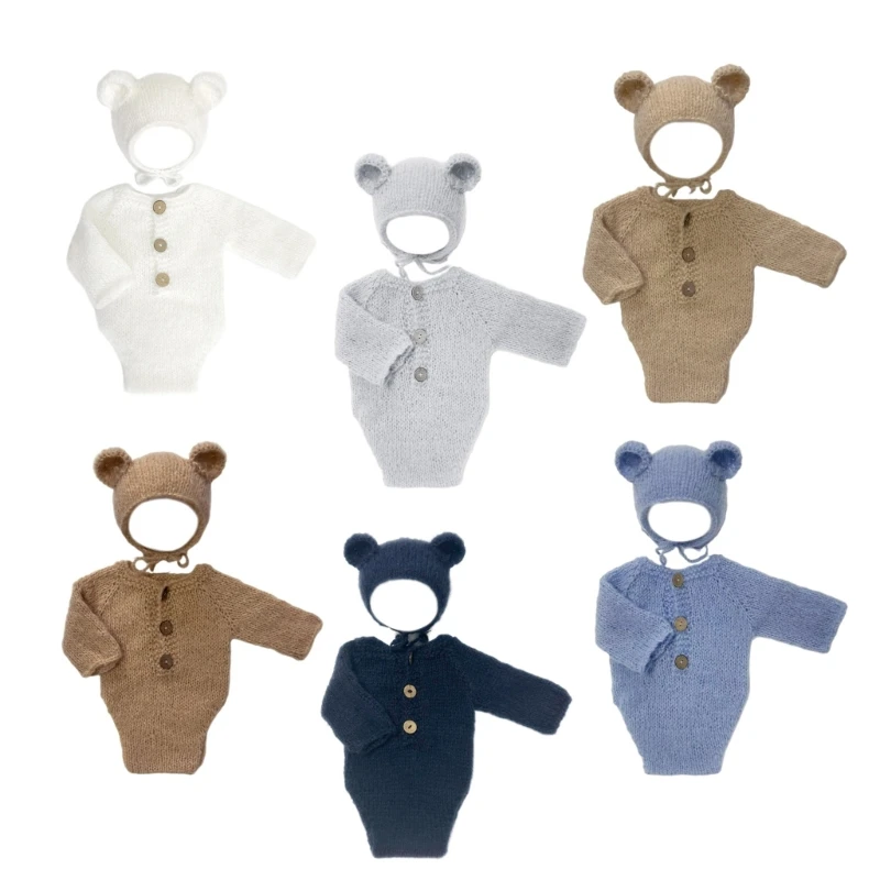 

L5YF Soft Bear Outfit for Newborn Pictures Newborn Bear Look Photography Set Present