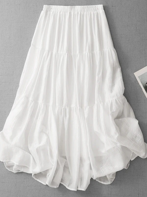 

Summer 2026 New Style Color A-Line Skirt Elastic Waist Long Umbrella Skirt Slimming Half-length Skirt plus Size Women's...